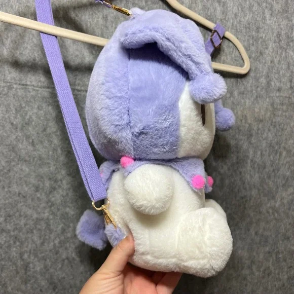 Sanrio Kuromi Plush‎ Backpack Shoulder Bag Plushie Kawaii Purple White - Picture 9 of 9
